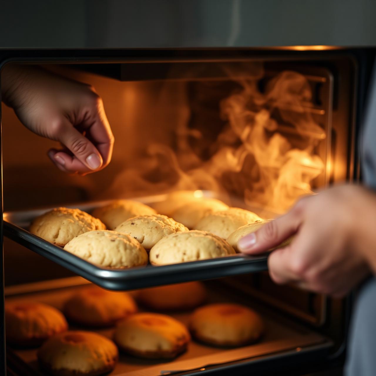 Baker holding a fresh scone